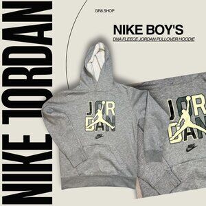 Nike Boys DNA Fleece Jordan Pullover Hoodie Size 14 Gray Cotton-Blend